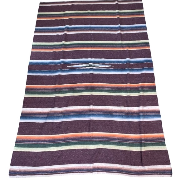 Vintage Mexican Saltillo Southwest Serape Blanket Throw Rug Wool Diamond 88x59 - Picture 1 of 4
